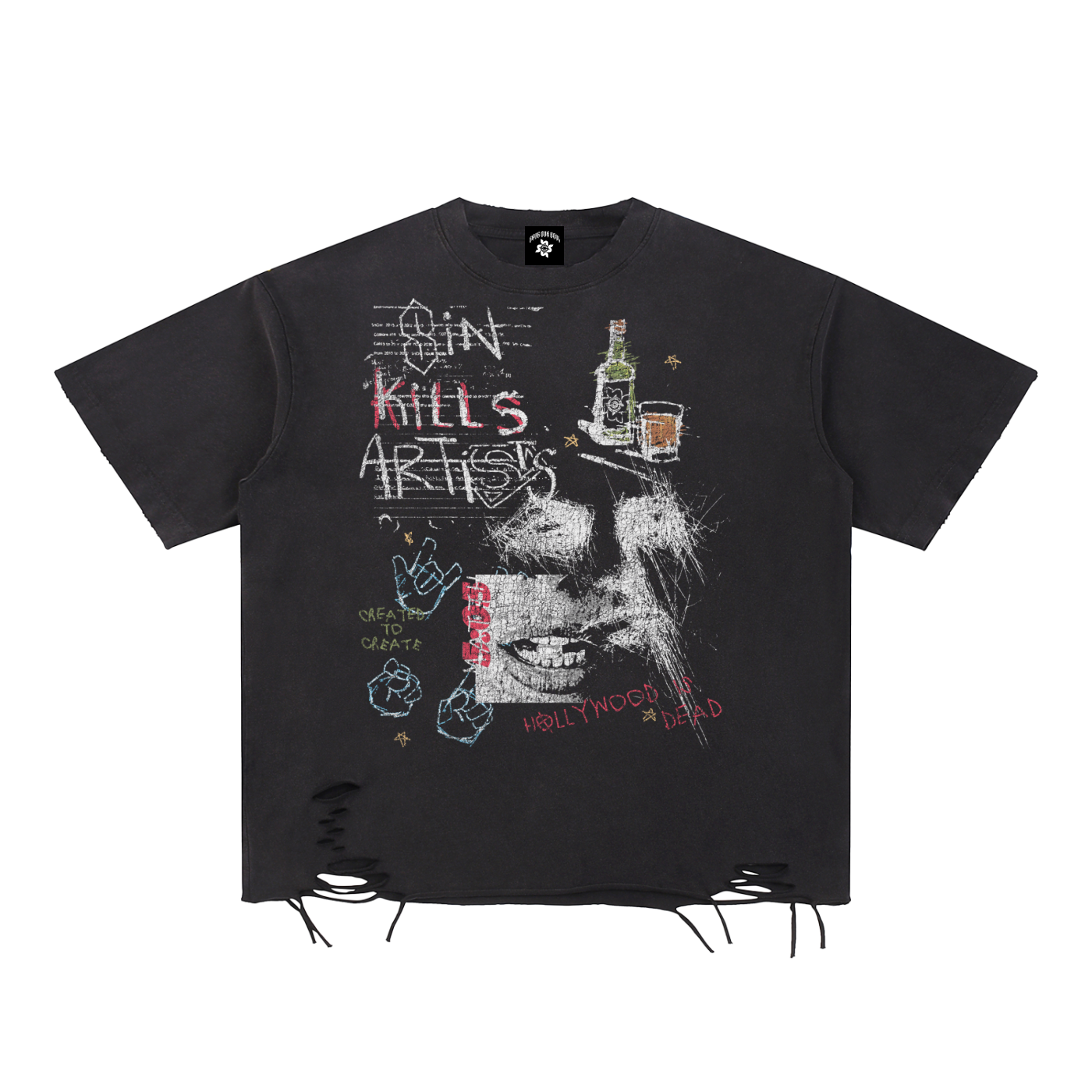 Sketch Raw-Hem T-Shirt