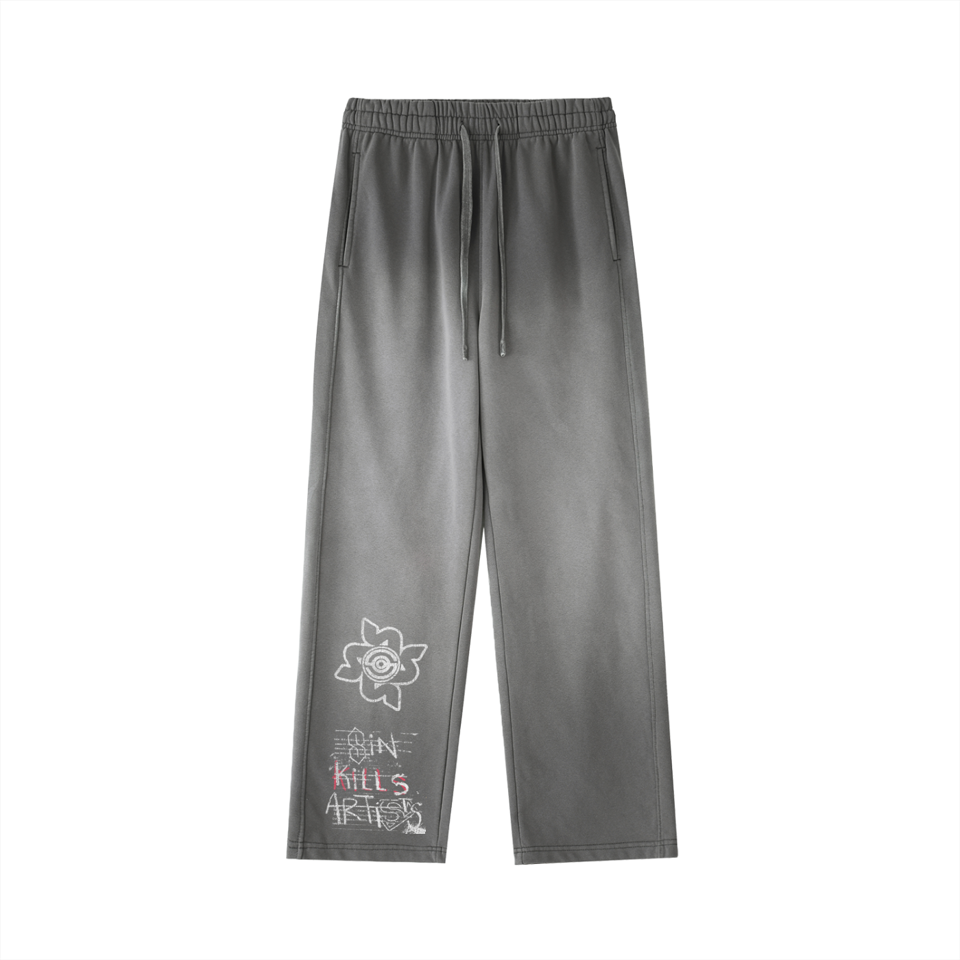 Vintage Washed Gradient Straight-Leg Sweatpants