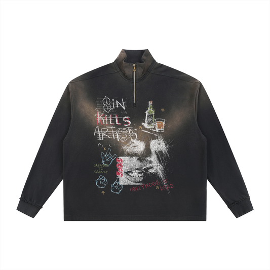 Sketch Sun Faded Quarter-Zip Sweatshirt